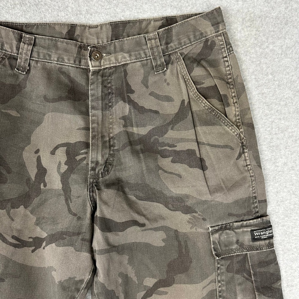 Wrangler Mens Camo Cargo Pants Straight Leg Distressed Camouflage Workwear Brown